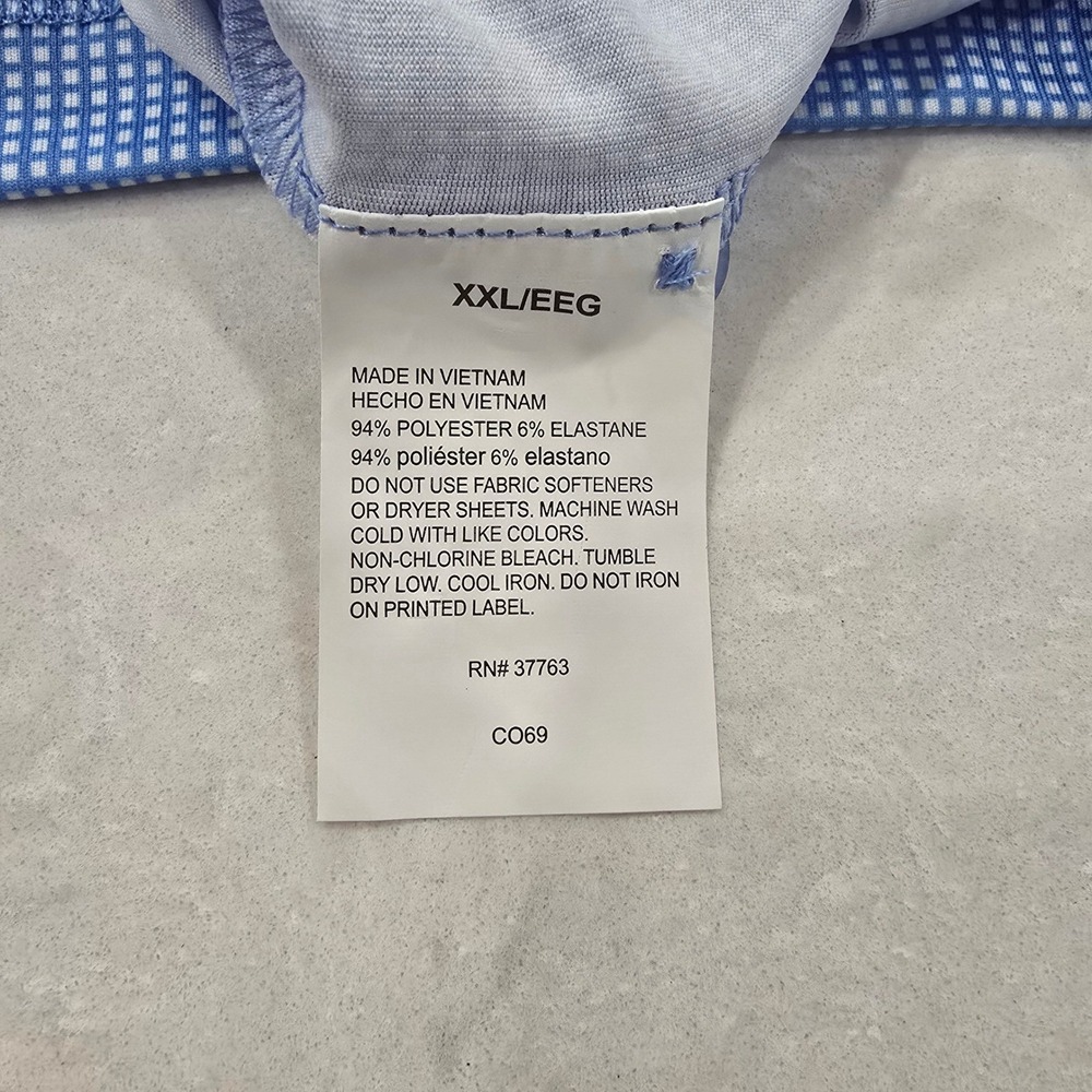 Callaway Opti-Dri Mens XXL Blue White Micro Check Golf Polo Shirt Short Sleeve - Picture 5 of 5